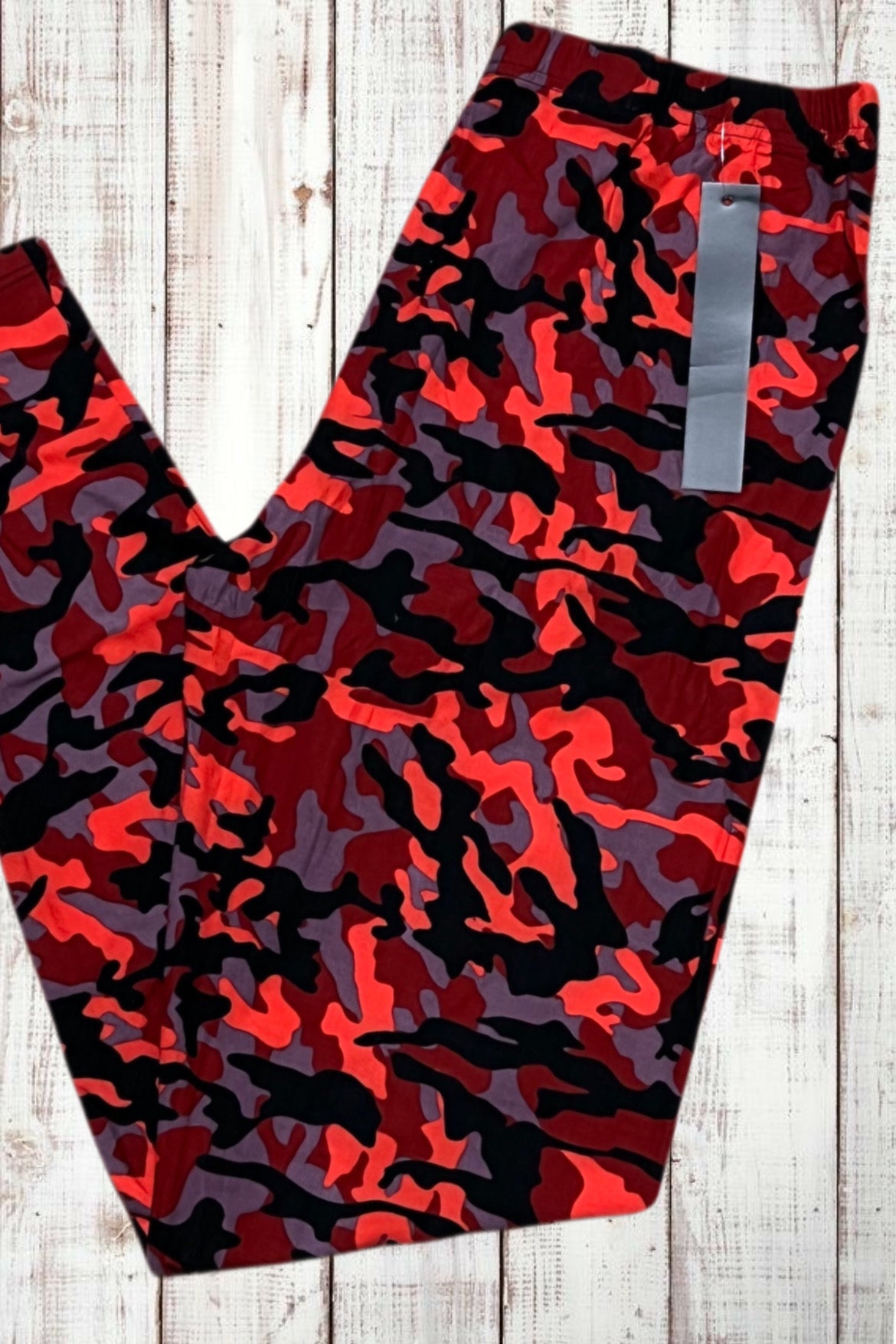 Buttery Soft Leggings - Camo Red