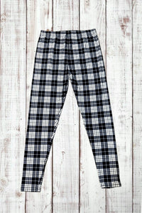 Buttery Soft Leggings - Classic Black/White Plaid