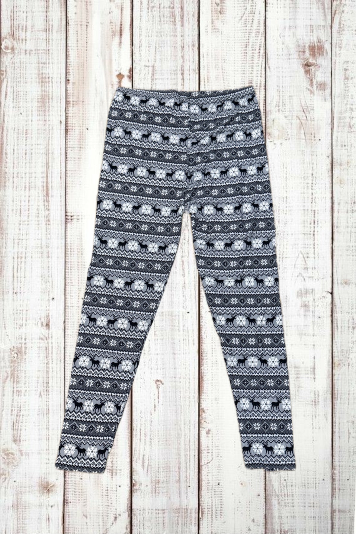 Buttery Soft Leggings - Holiday Gray Fair Isle