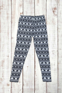 Buttery Soft Leggings - Holiday Gray Fair Isle