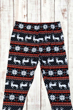 Load image into Gallery viewer, Buttery Soft Leggings - Black &amp; Red Fair Isle
