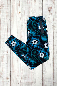 Buttery Soft Leggings - Soccer Print