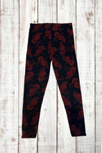 Load image into Gallery viewer, Buttery Soft Leggings - Black &amp; Red Swirls
