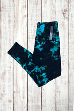 Load image into Gallery viewer, Buttery Soft Leggings - Dark Tie Dye Aqua/Black
