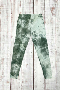 Buttery Soft Leggings - Tie Dye Olive Green