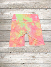 Load image into Gallery viewer, Activewear Shorts - Neon Yellow &amp; Pink Tie Dye
