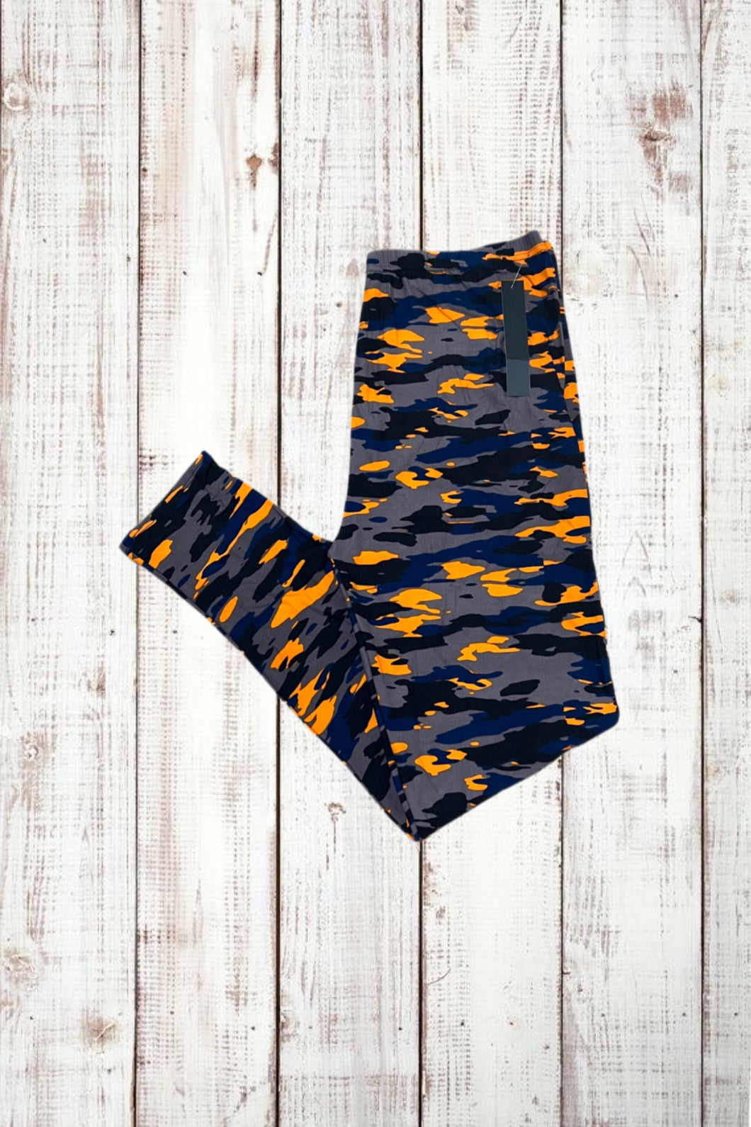 Buttery Soft Leggings - Camo Orange/Gray/Black