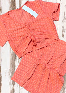 TikTok Shorts & Crop Top - Coral Orange