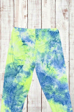 Load image into Gallery viewer, Buttery Soft Leggings - Tie Dye Neon Lime Green/Blue
