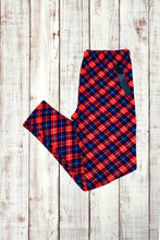 Load image into Gallery viewer, Buttery Soft Leggings - Diamond Plaid Red/Navy
