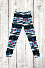 Load image into Gallery viewer, Buttery Soft Leggings - Holiday Blue &amp; White Stripe
