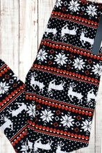 Load image into Gallery viewer, Buttery Soft Leggings - Black &amp; Red Fair Isle
