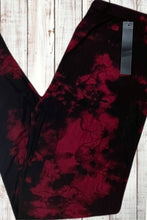 Load image into Gallery viewer, Buttery Soft Leggings - Dark Tie Dye Burgundy Red/Black
