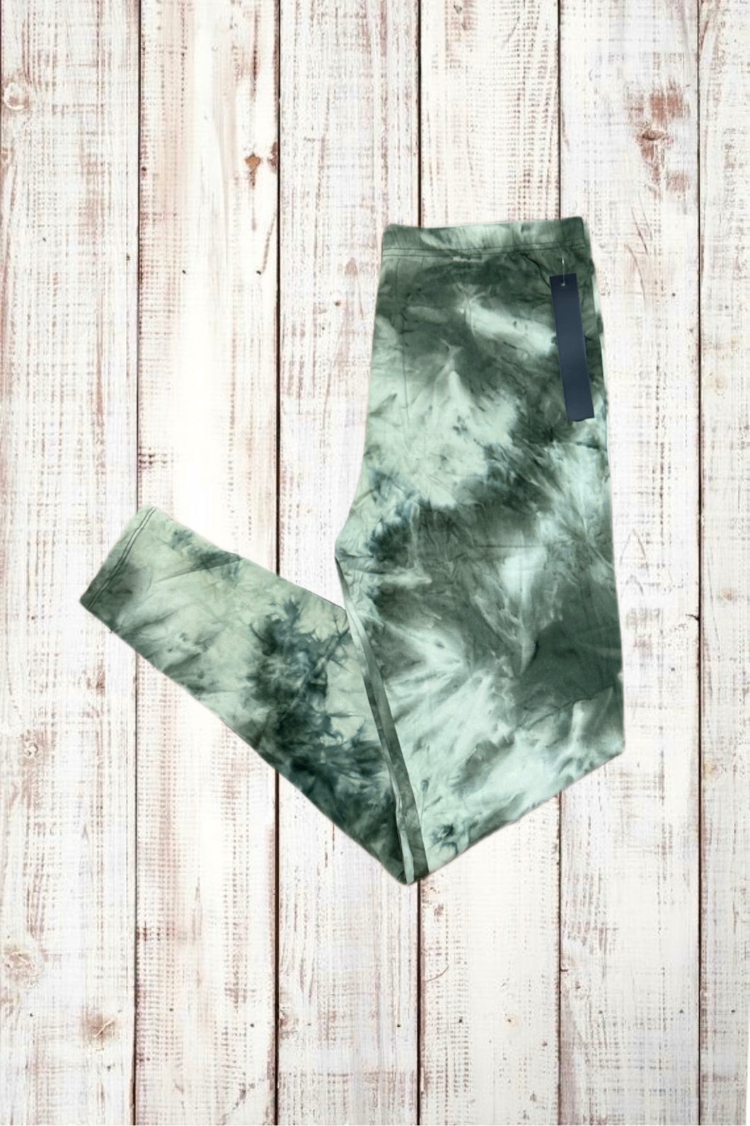 Buttery Soft Leggings - Tie Dye Olive Green