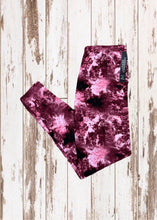 Load image into Gallery viewer, Buttery Soft Leggings - Fuchsia Pink &amp; Burgundy Tie Dye
