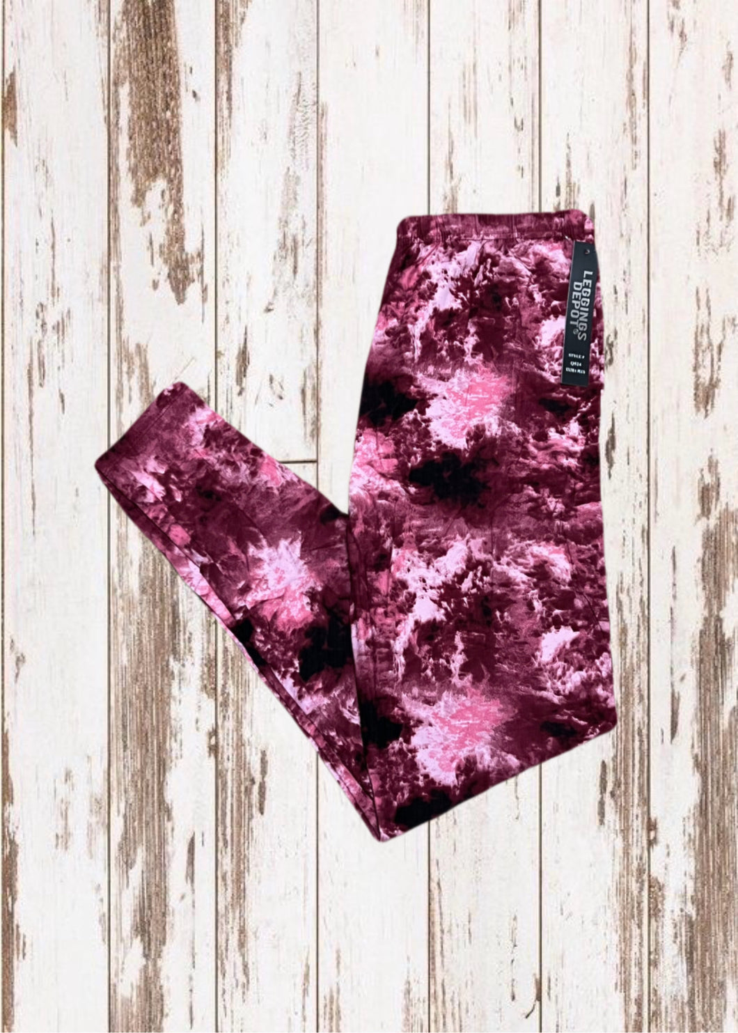 Buttery Soft Leggings - Fuchsia Pink & Burgundy Tie Dye