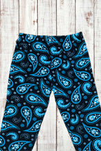 Load image into Gallery viewer, Buttery Soft Leggings - Black &amp; Blue Paisley Print
