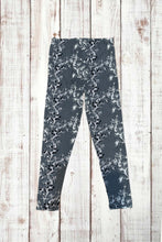 Load image into Gallery viewer, Buttery Soft Leggings - Charcoal Gray &amp; White Vines
