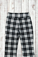 Load image into Gallery viewer, Buttery Soft Flared Leggings - Classic Black/White Plaid
