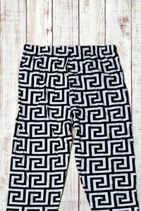 Buttery Soft Leggings - Black & White Geometric