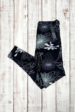 Load image into Gallery viewer, Buttery Soft Leggings - Black &amp; White Floral Outlines
