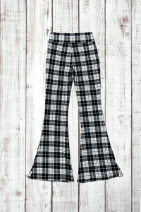 Buttery Soft Flared Leggings - Classic Black/White Plaid