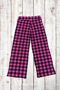 Buttery Soft Lounge Pants - Hot Pink Checkerboard Plaid