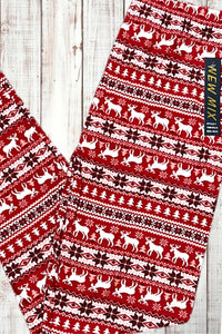 Buttery Soft Leggings - Holiday Red Fair Isle