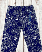 Load image into Gallery viewer, Buttery Soft Leggings - Floral Navy &amp; White
