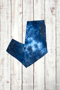 Buttery Soft Capri Leggings - Navy Blue Tie Dye