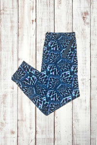 Buttery Soft Capri Leggings - Blue/Purple Geometric