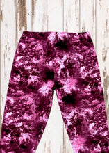 Load image into Gallery viewer, Buttery Soft Leggings - Fuchsia Pink &amp; Burgundy Tie Dye
