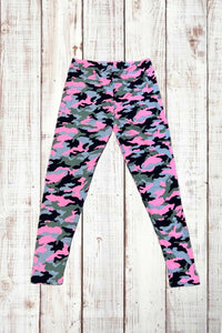 Buttery Soft Leggings - Camo Light Pink/Gray