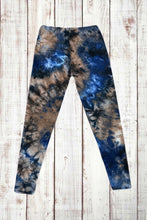 Load image into Gallery viewer, Buttery Soft Leggings - Tie Dye Navy Blue &amp; Tan
