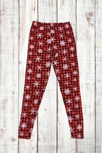 Buttery Soft Leggings - Snowflake Plaid