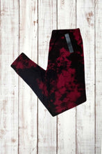 Load image into Gallery viewer, Buttery Soft Leggings - Dark Tie Dye Burgundy Red/Black
