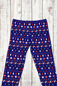 Buttery Soft Leggings - Red White & Blue Christmas