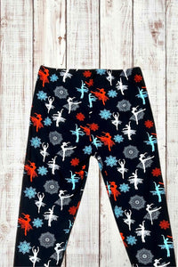 Buttery Soft Leggings - Holiday Ballerina & Snowflakes