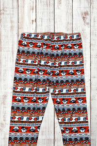 Buttery Soft Leggings - Christmas Santa Red Orange & White