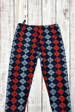 Load image into Gallery viewer, Buttery Soft Leggings - Argyle Print Red/Gray/Navy
