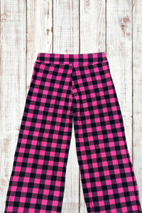 Buttery Soft Lounge Pants - Hot Pink Checkerboard Plaid