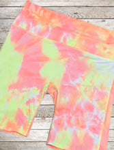 Load image into Gallery viewer, Activewear Shorts - Neon Yellow &amp; Pink Tie Dye
