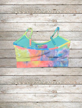 Load image into Gallery viewer, Activewear Sports Bra - Neon Rainbow Tie Dye
