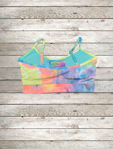 Activewear Sports Bra - Neon Rainbow Tie Dye