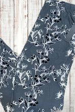 Load image into Gallery viewer, Buttery Soft Leggings - Charcoal Gray &amp; White Vines
