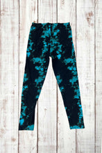 Load image into Gallery viewer, Buttery Soft Leggings - Dark Tie Dye Aqua/Black
