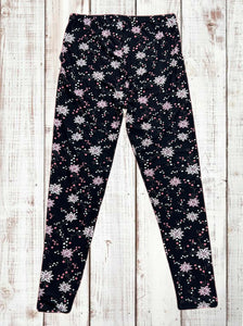 Buttery Soft Leggings - Floral Pink & Black