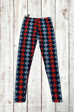 Load image into Gallery viewer, Buttery Soft Leggings - Argyle Print Red/Gray/Navy
