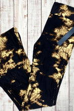 Load image into Gallery viewer, Buttery Soft Flared Leggings - Dark Tie Dye Gold/Black
