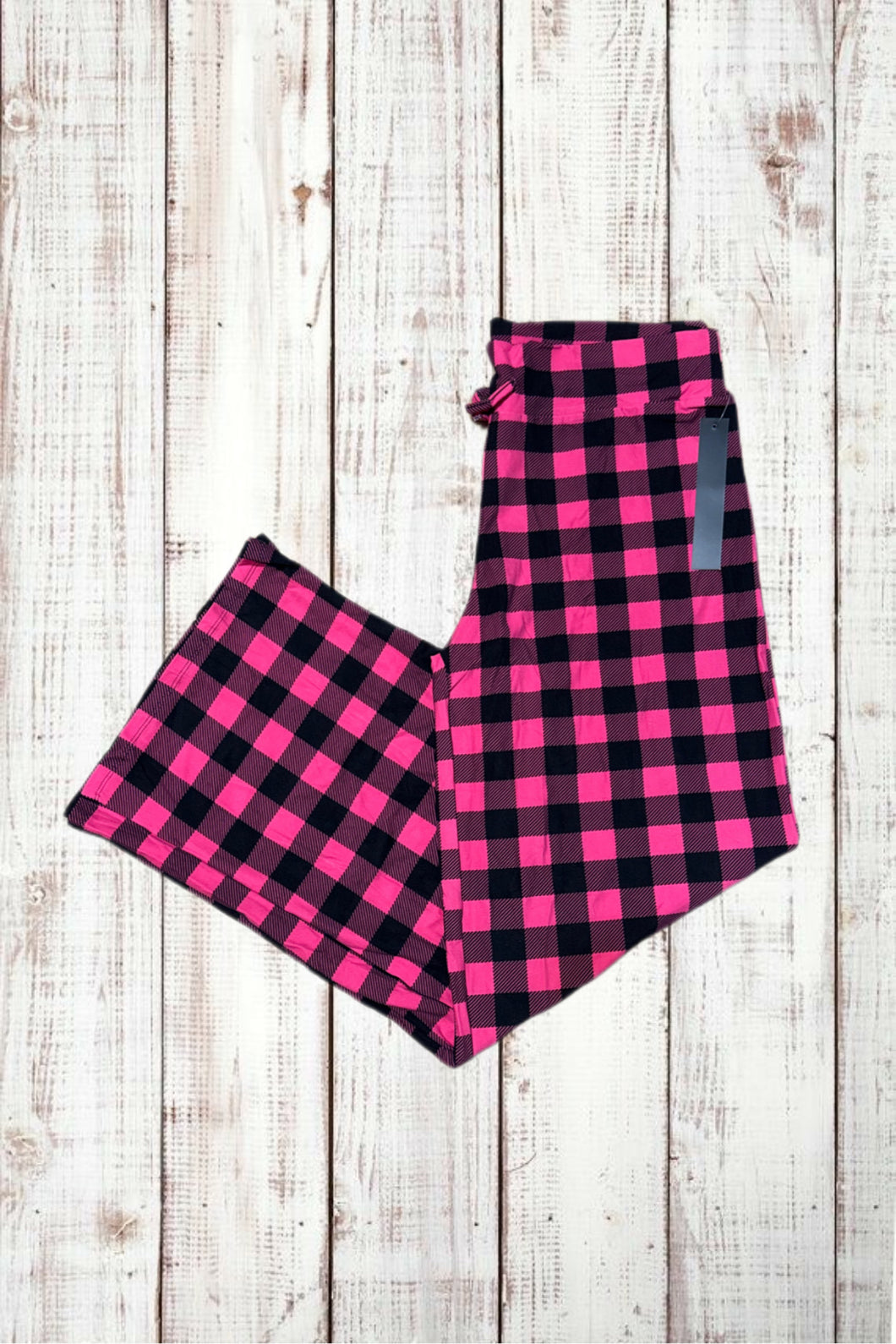 Buttery Soft Lounge Pants - Hot Pink Checkerboard Plaid